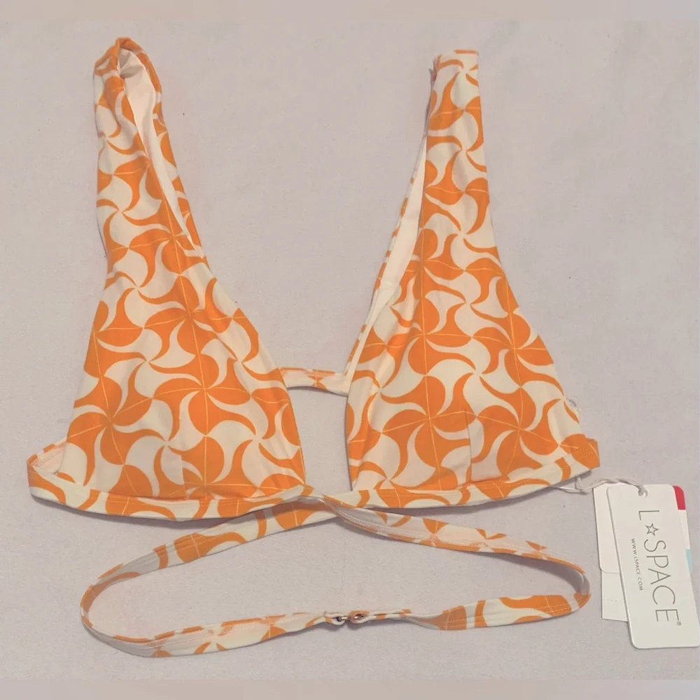 NWT L*Space Set Avery Bikini Top and Camdyn Bikini Bottom Small Orange/White - Picture 7 of 15